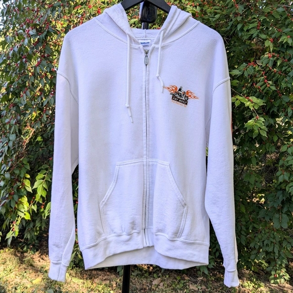 White Harley inspired Hoodie from Fat Boyz Biker Bar Fort Atkinson, WI - Picture 2 of 7